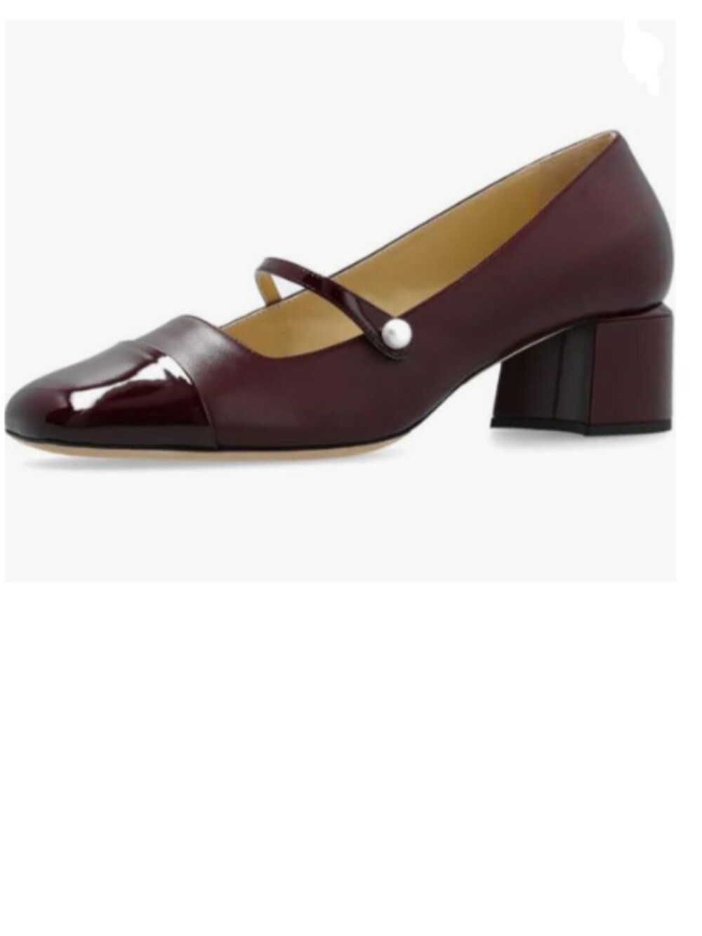 Coffee Women's Cap Toe Slip On Pumps Pearls Low Chunky Heel Mary Jane Shoes